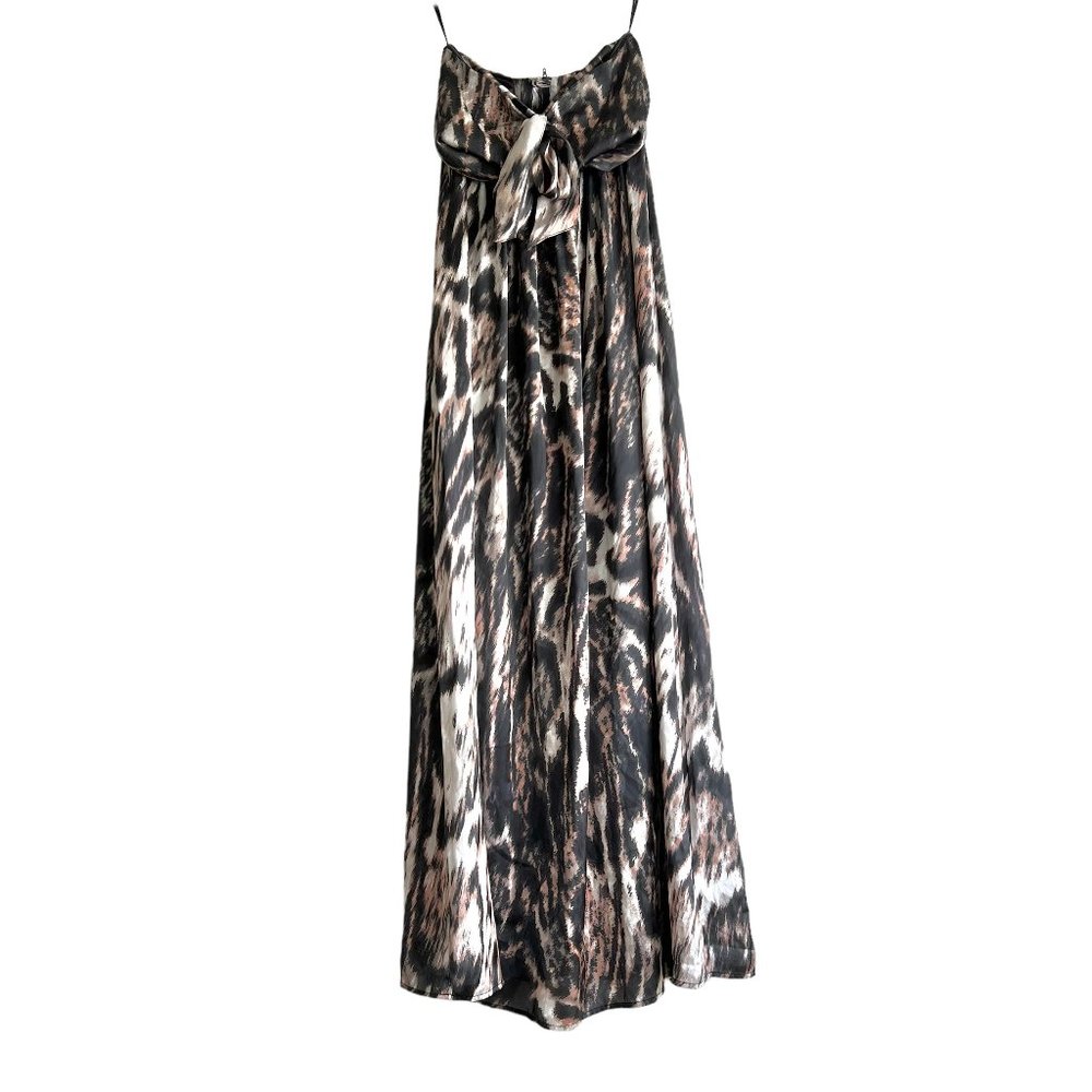 H&M Empire waist animal print maxi dress with front tie detail